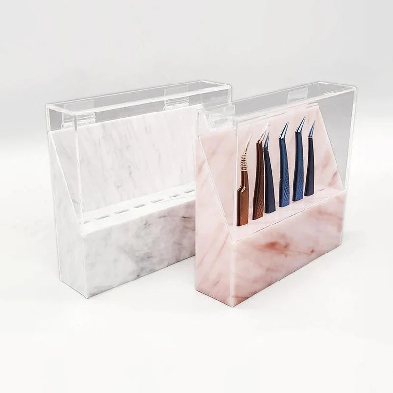 Veyes Inc Eyelash Extensions Tweezers Storage Box Veyelash Pink Tweezer Display Box 8 Slots Professional Makeup Tools Supplies