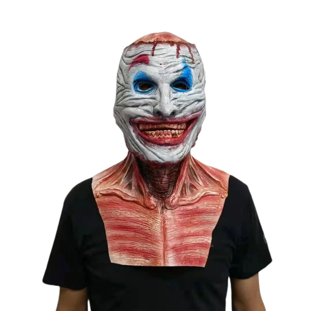 Joker Jack Clown Horror maska lateksowa dwuwarstwowa lateksowa czaszka maska na twarz ruchome usta Halloween przerażające rekwizyty do Cosplay