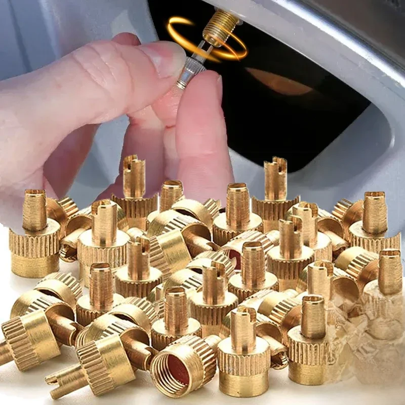 Bouchon de tige de Valve de pneu, couvercle de tige de tête fendue entièrement en cuivre avec outil de retrait de noyau, couvercles de Valve de roue pour moto automobile 40 à 10 pièces