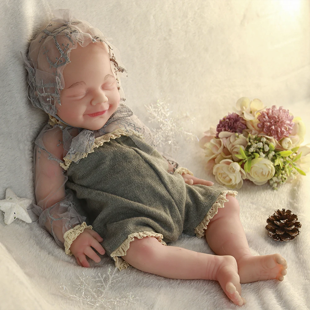 New Realistic Silicone Closed Eyes Reborn Baby Dolls Lifelike Bebe Early Education Toy Simulated for Children Cartoon Baby Dolls