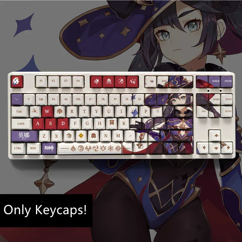 New Arrival Games Genshin Impact Mona PBT Keycap Set OEM Profile 108 Keys For Mechanical Keyboard