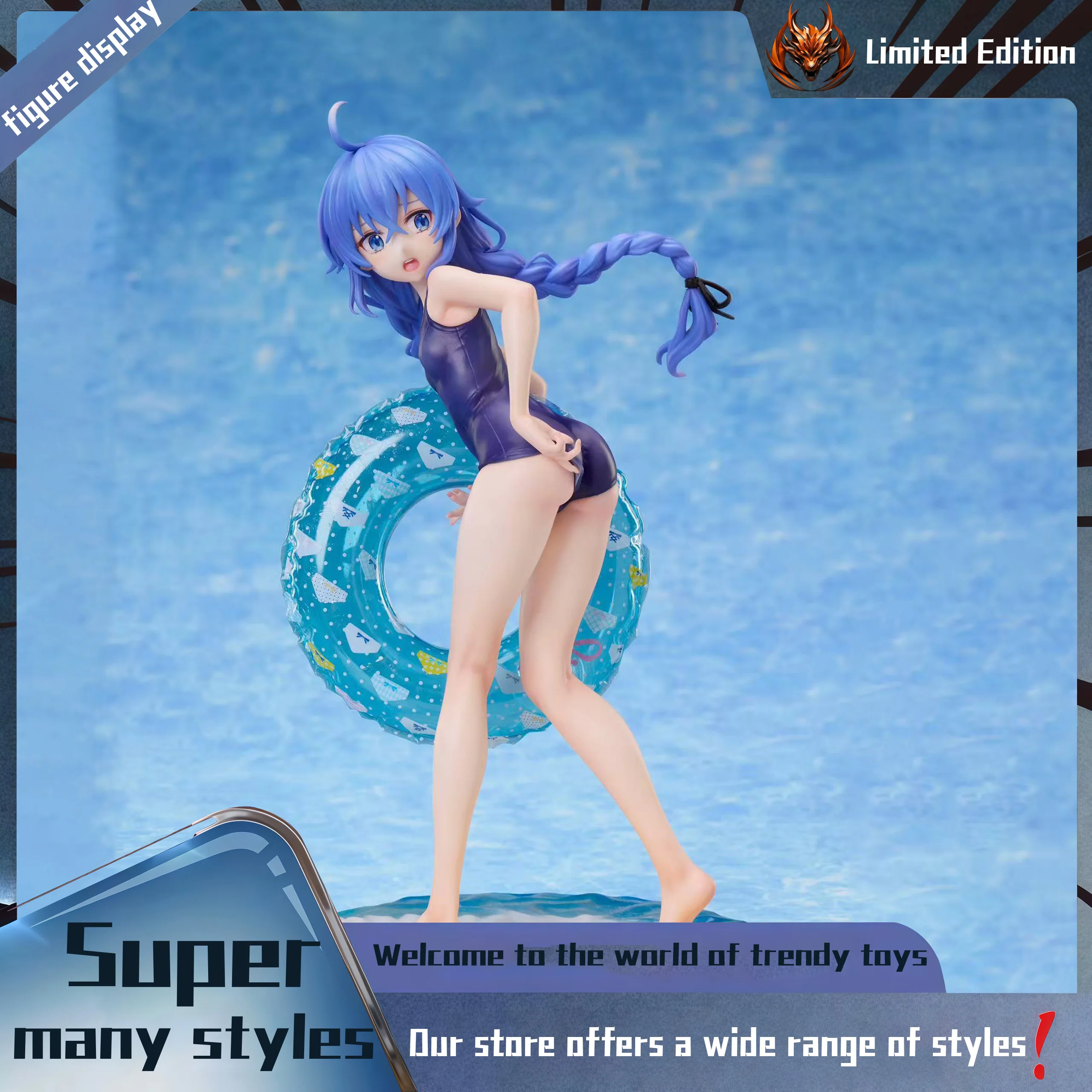 Luo Qix - Linda figura de menina com boia, modelo de estatueta para decoração de mesa, decoração de cenário de brinquedo moderno, decoração de carro