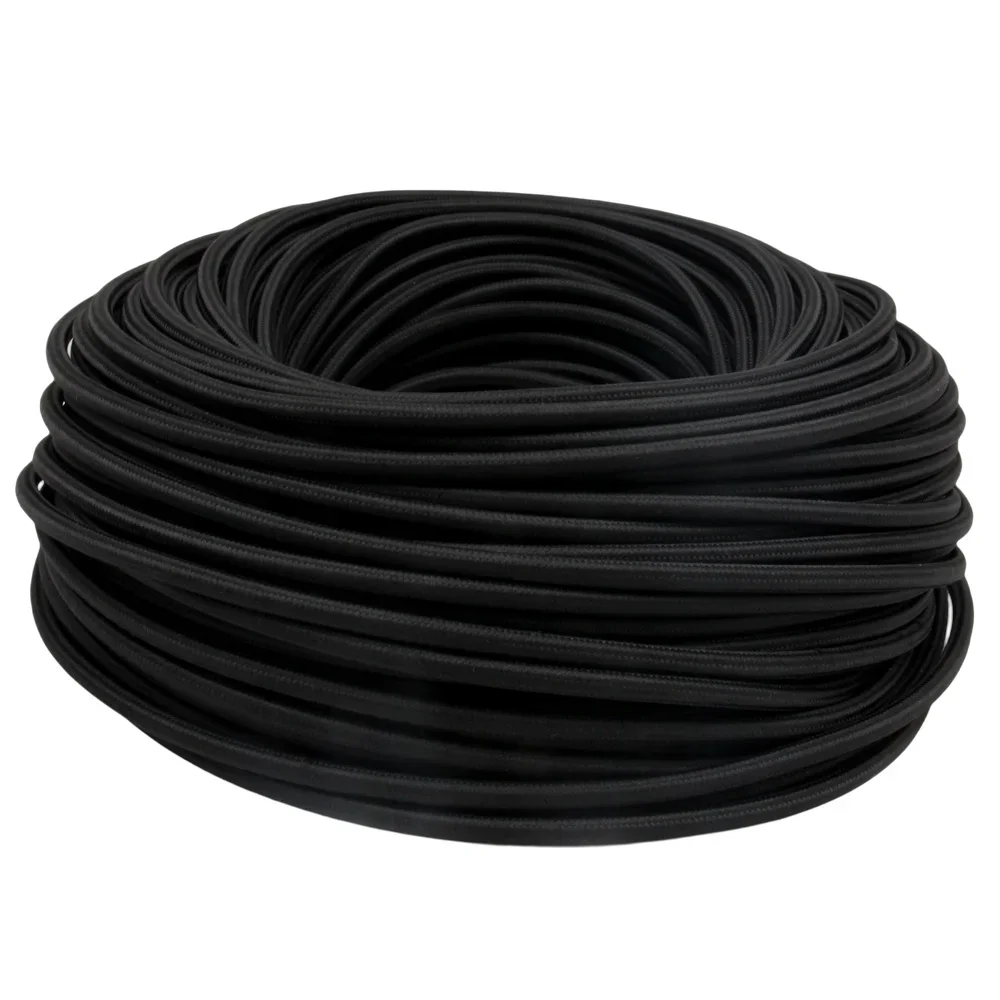 3 Cores Black Light Cable, Mm2, Fabric, Covered, Electric Wire, Flexible