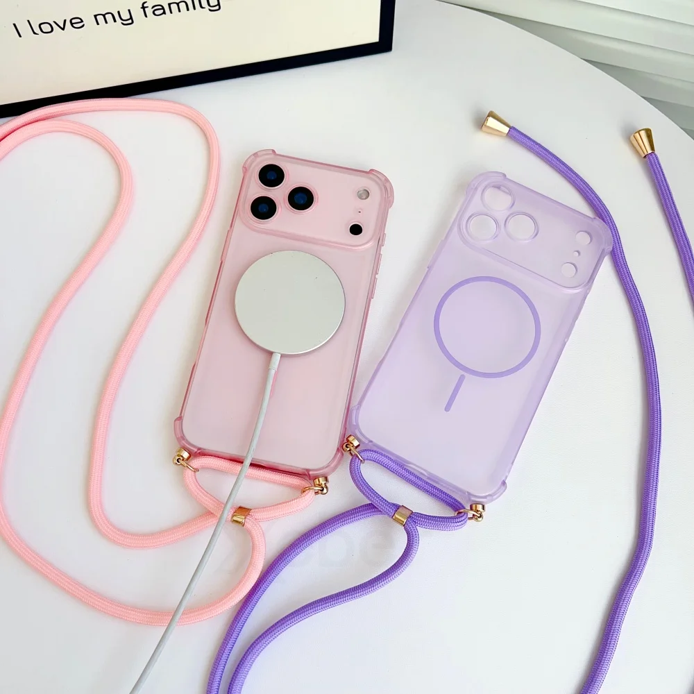 Crossbody-Lanyard, matt, magnetisch, für Magsafe-Hülle für iPhone 18 17 Pro Max 16 15 14 Plus 13 12, weiche TPU-Kameraschutzhülle – Detail 2