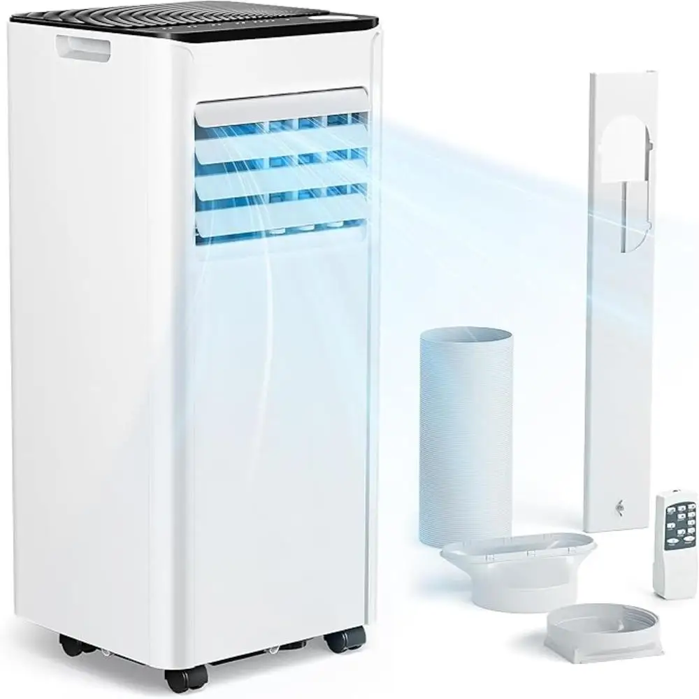 Aire acond portátil 9000 BTU 2,6kW 4en1 silencioso LED 25m² temporizador 24H  con mando Clase A
