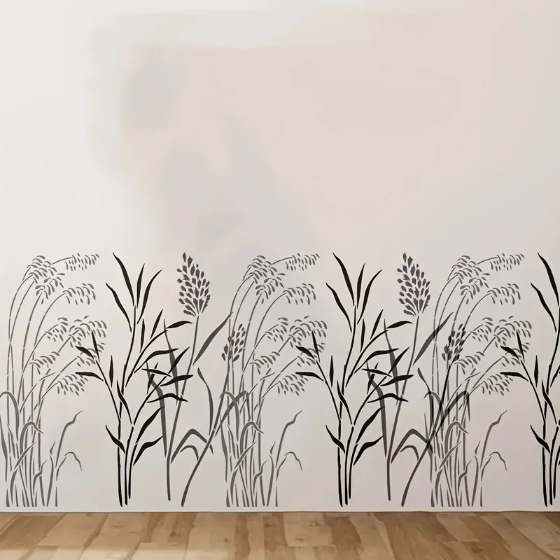 Conjunto de estêncil grande de flor selvagem de 3 peças 7,9 × 15,8 polegadas - modelo de spray de planta floral e rústica de primavera reutilizável para parede, piso, cerca