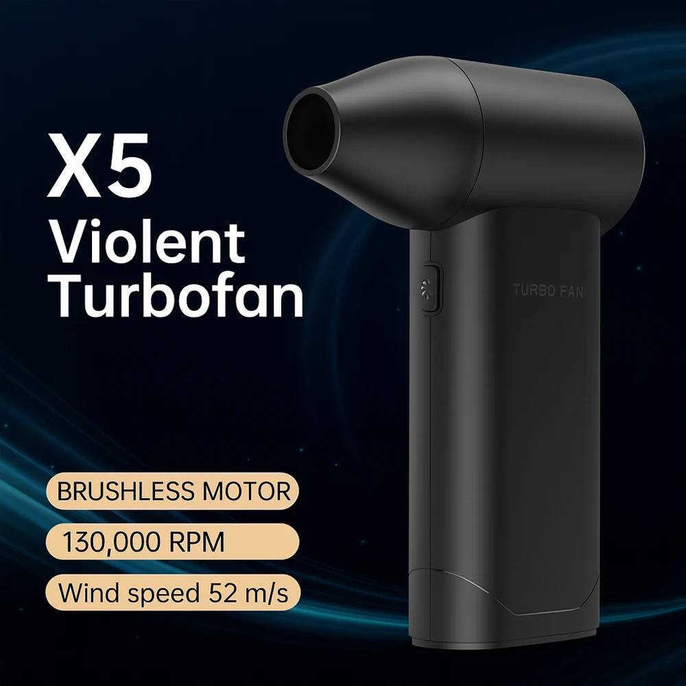 

X5 Turbo Fan 130000RPM Мощный вентилятор для кемпинга Открытый портативный бесщеточный двигатель 52 м/с Высокоскоростной ручной вентилятор