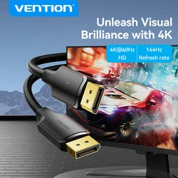 Vention DisplayPort Cable 4K/60Hz 144Hz Display Port Cable 1.2 for HDTV Projector PC 144Hz DisplayPort to DisplayPort Cable 1.4
