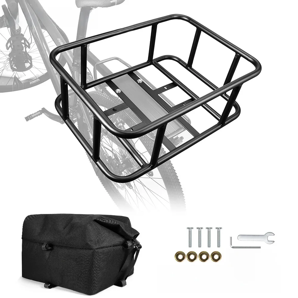 AliExpress NEWBOLER Rear Bike Basket With Large Rear Bike Rack Basket for Bike,Heavy Duty Metal Rear Bicycle Basket Perfect Mount for Electric Bike