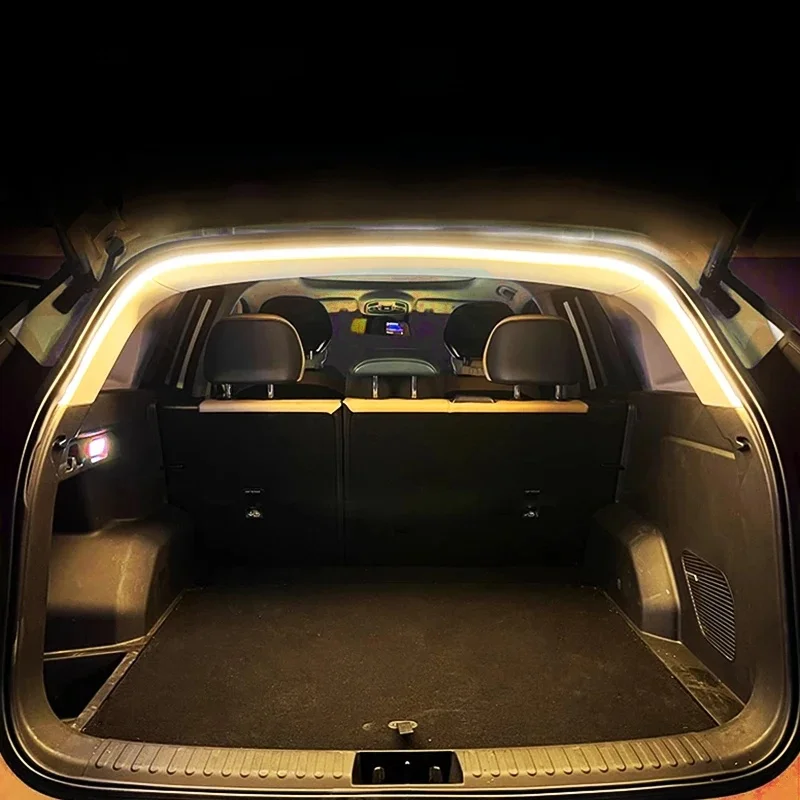 Auto-Kofferraumbeleuchtung mit hoher Helligkeit, Ambiente-Licht, Innendekoration, LED, kabellos, automatische Sensorfunktion, Heckklappen-Lichtleiste