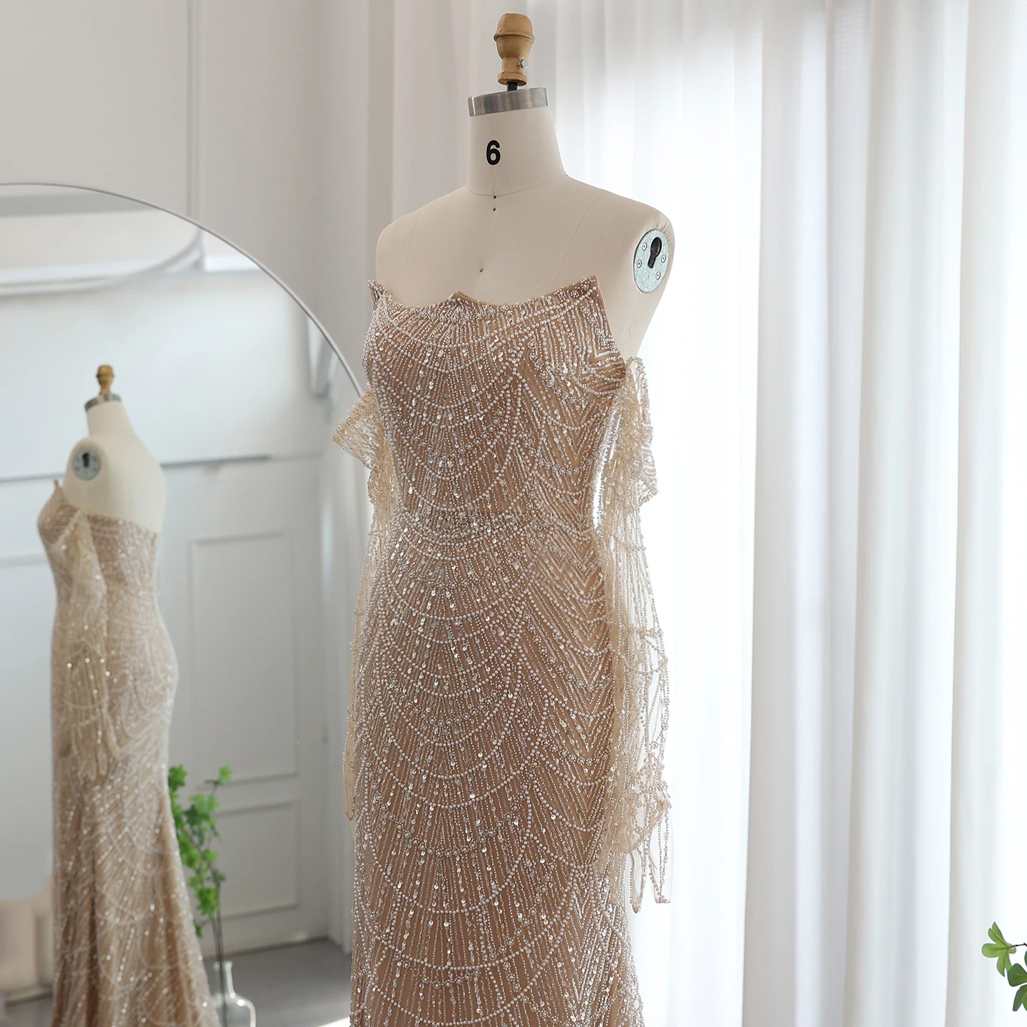 Sharon Said Luxuriöse Dubai Meerjungfrau Abendkleider in Grün-Schwarz mit Handschuhen Arabische Damen Hochzeits-Partykleider SS606 Maßanfertigung – Detail 18