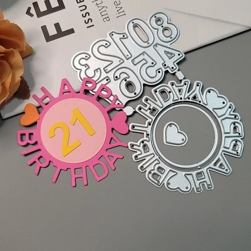 Birthday Numbers Metal Cutting Dies Scrapbook Embossing Happy Birthday Die Cuts Album DIY Craft Cutting Die 2023 New