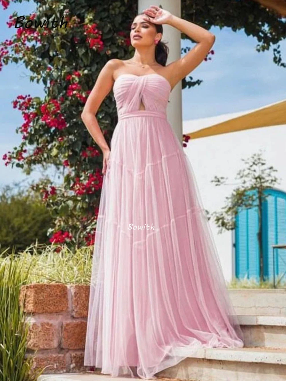 Bowith Liebsten Abendkleider Lange Luxus Frau Kleid für Party Tüll EINE Linie Formale Anlass Kleider robe de soirée