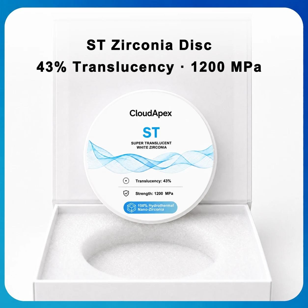 CloudApex 98/95mm ST 1200MPa White Zirconia Block Anterior Coping Posterior Bridge Implant Full Arch CADCAM Milling Dental Lab