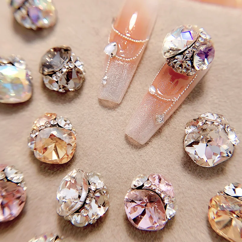 10 個 3D 積層ネイルアートラインストーンパイルチャームパーツパールクリスタルダイヤモンドアクセサリーアートラインストーン Materail ラインストーン