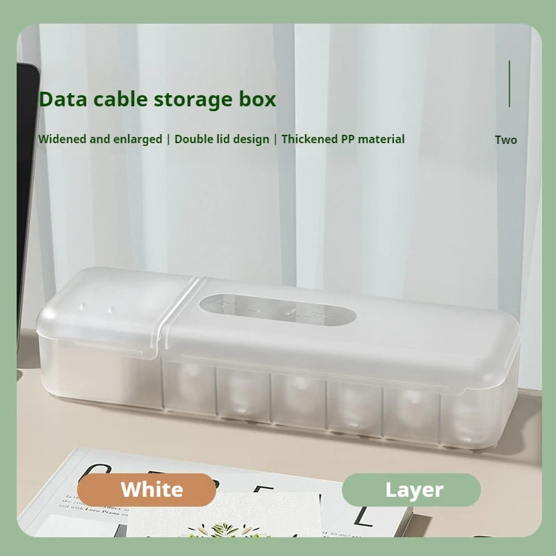 مع 7 مقصورات مع غطاء كابل البيانات، صندوق تخزين سلك الشاحن، رف حامل موفر للمساحة لسطح المكتب #5