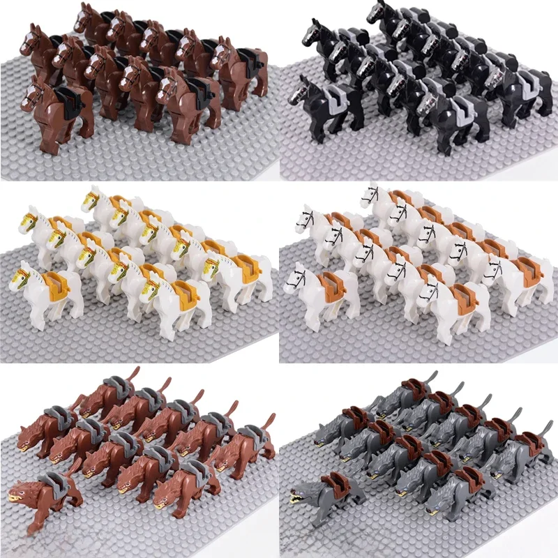 Mittelalterliche Militärsets Kavallerie-Figuren Kriegspferde Bausteine Teile Ritter-Zubehör Spielzeug für Kinder Geschenke