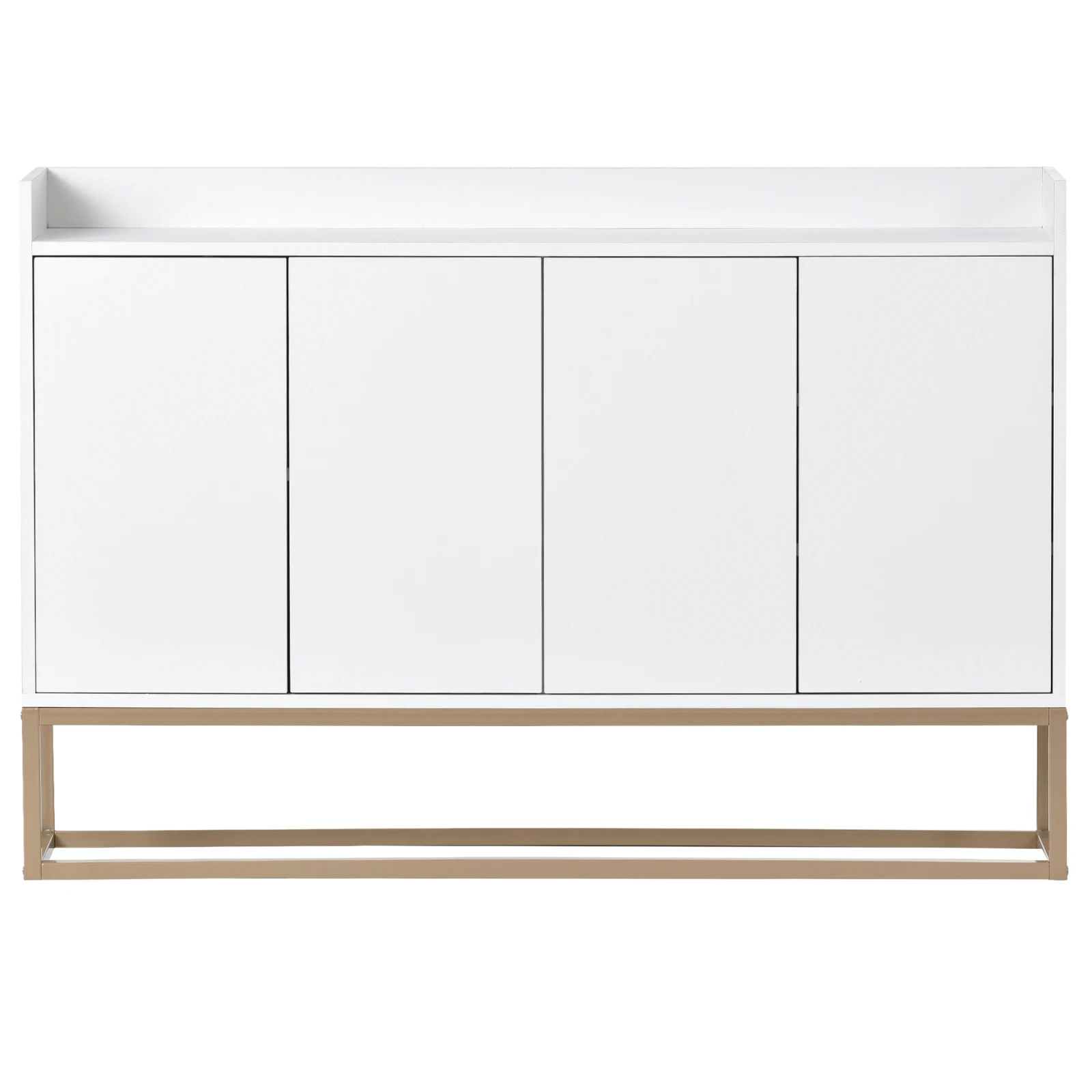Comanlai 120x30x80cm minimalistisch dressoir, ladekast, moderne buffetkast, met 4 deuren, metalen poten, verstelbare plank