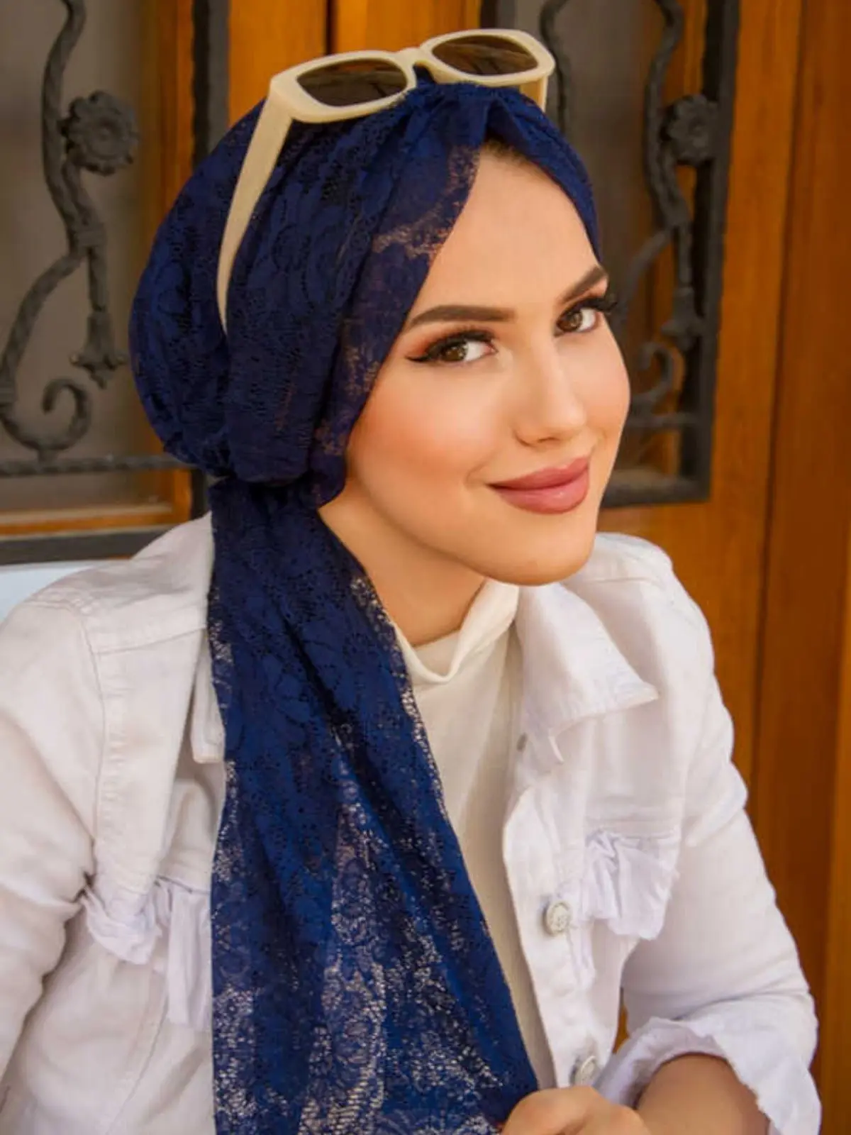 Lace Buckle Bonnet, Hijab Muslim Fashion Stylish Clothing Woman Turkey Dubai Arabic Indian Scarf Turban Bonnet Shawl Stylish