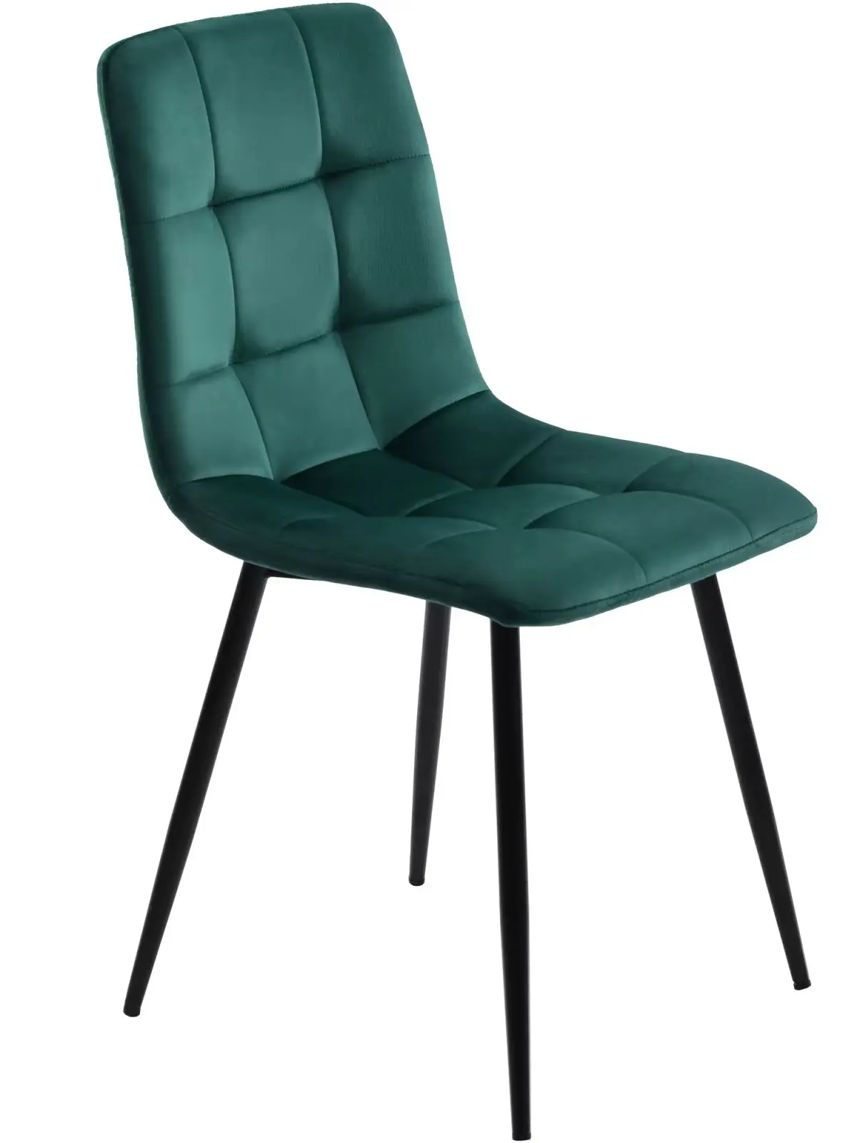 WoodenAura dining chairs set 4, Kitchen Chair, padded velvet thick metal feet, Turkish Green