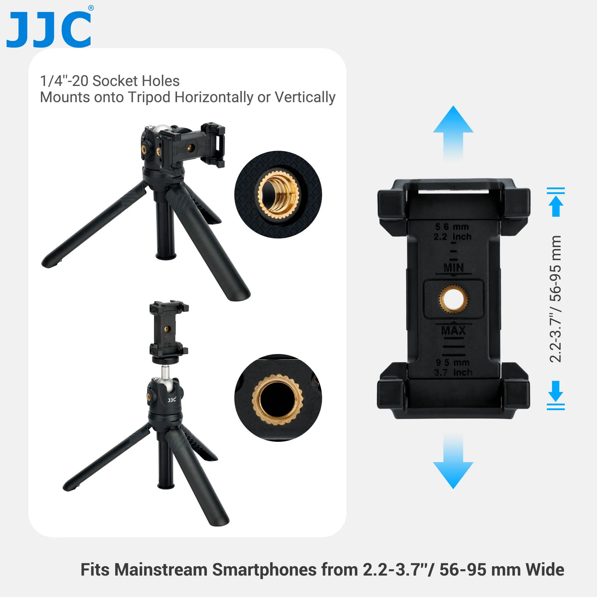 JJC Wysuwany statyw do telefonu Mini statyw do vlogowania z klipsem do telefonu Selfie Stick do Canon Sony ZV-1 II ZV1 ZV-1F ZV-E10 RX100 VII