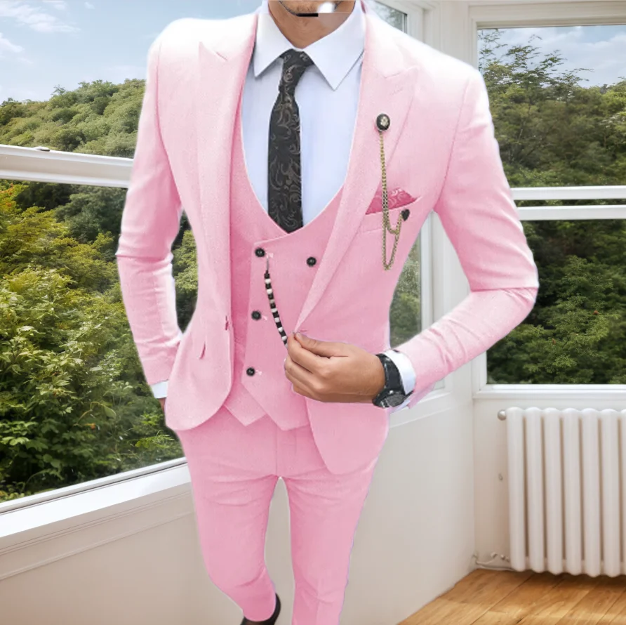

Men 3 Piece Suit Groom Wedding Prom Party Tuexdo Suits