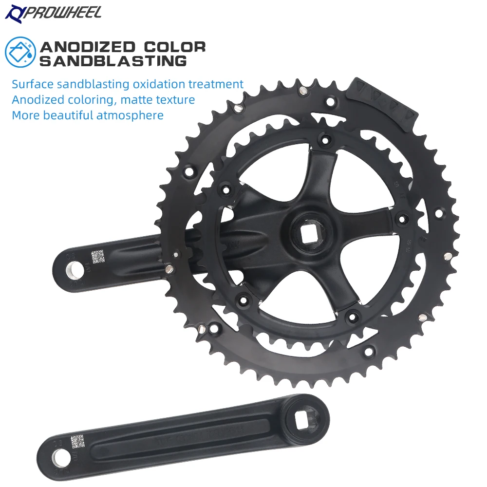 PROWHEEL RPF-521-N Road Bicycle Square Hole Crankset 8/9/10 Speed 53/39T-170/172.5MM for Road/Folding Bike Bicycle Crankset