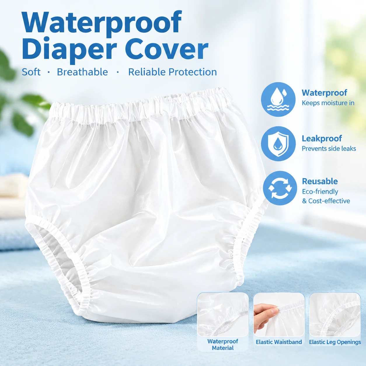 2PCS Transparent Plastic Shorts TPU Adult Diaper Cover Reusable Washable Waterproof Leakproof Incontinence Pants For Elderly﻿