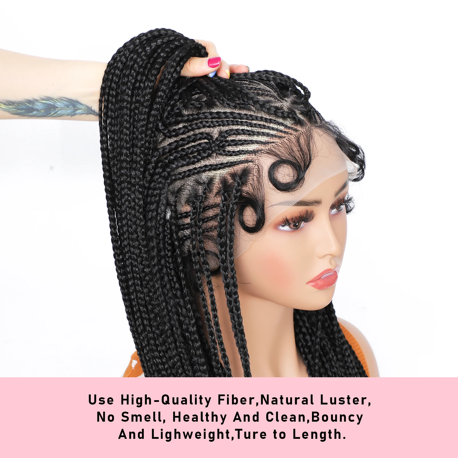 36Inch Senegalese Twists Synthetic Full Lace Braided Wigs for Black Women Box Braid Knotless Lace Front Braid Wig with Baby Hair