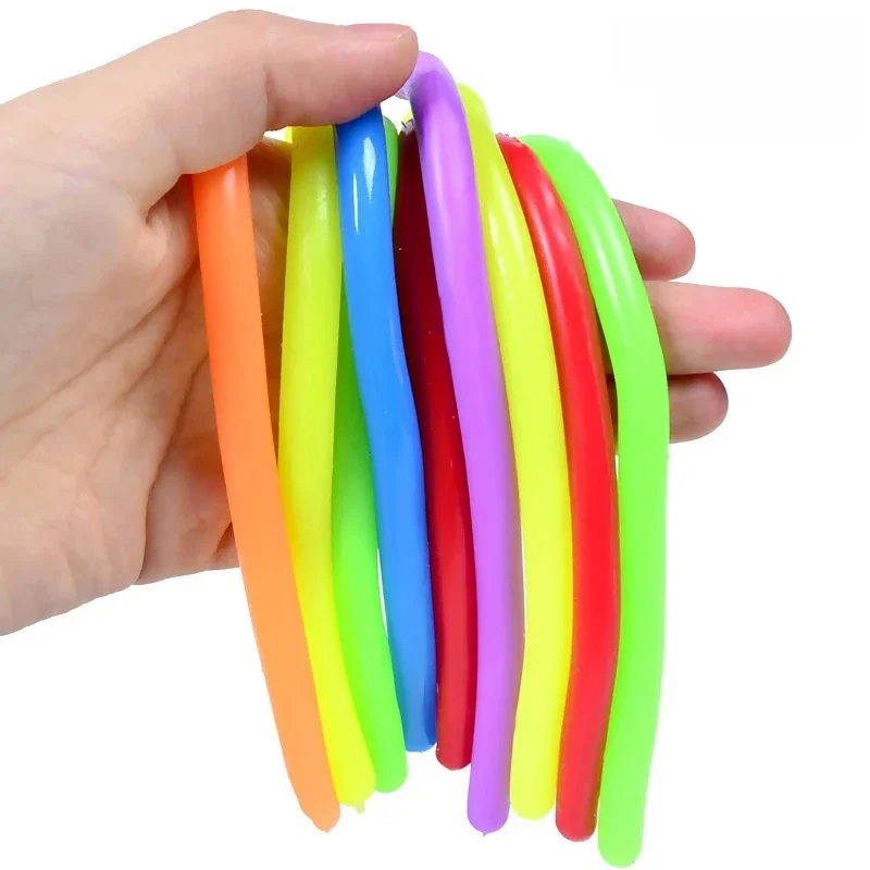 6 pièces bricolage nouilles en caoutchouc souple corde élastique jouets corde extensible soulagement du Stress jouet corde extensible Fidget Stress Vent enfants jouet