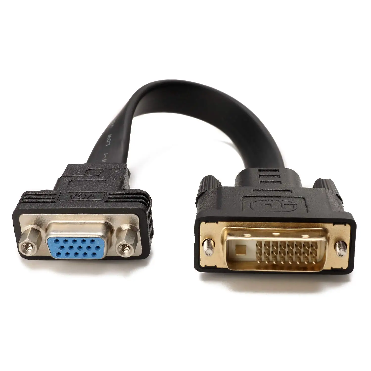 

Active DVI-D Dual Link 24+1 Male to VGA Female Video with Flat Cable Adapter Converter Black (E0207)