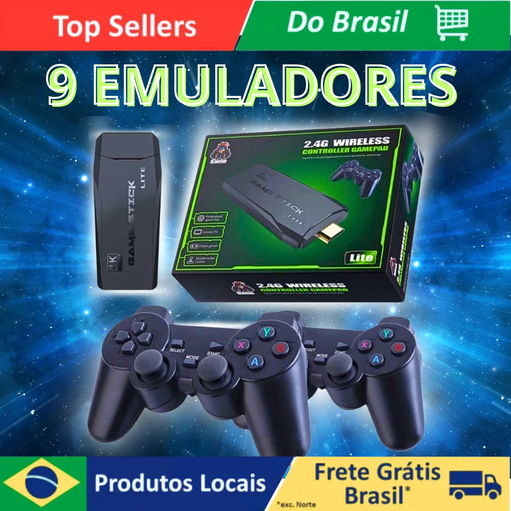 Consola emuladora portátil 4K Stick, 20000 juegos clásicos Retro, 2 controles inalámbricos, 64 GB