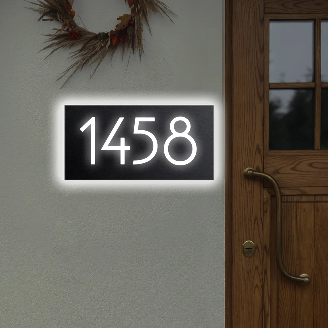 Custom House Number Sign Backlit Metal Illuminated Address Plaque Personalized House Sign Front Door Number Sign