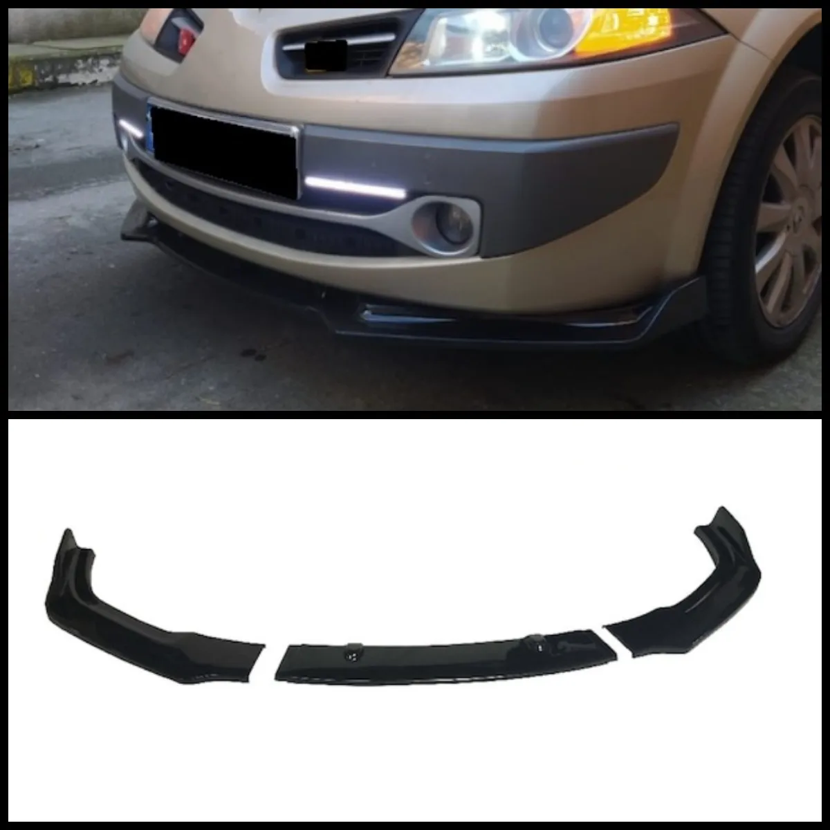 For Renault Megane MK2 Front Bumper Lip Body Kit Spoiler Splitter Diffuser 3pcs High Quality ABS Plastic Professional Universal