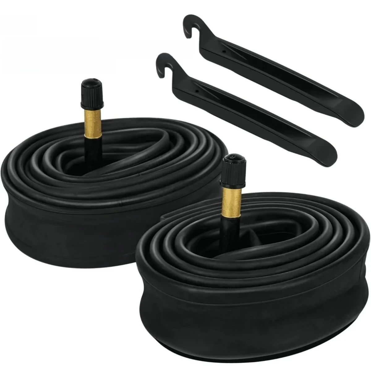 AliExpress NONE 2 Pcs 12/14/16/18/20/24/26/27.5/29x1.75-2.125in Bike Inner Tubes Butyl Rubber, 32mm Schrader Valve, Includes 2 Tire Levers