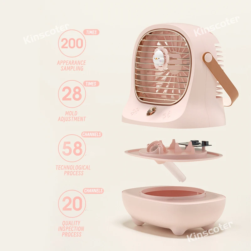 Leuke Mini Usb Desktop Stille Ventilator Draadloze Draagbare Home 3-Speed Elektrische Ventilator Met Luchtbevochtiger Water Sproeier