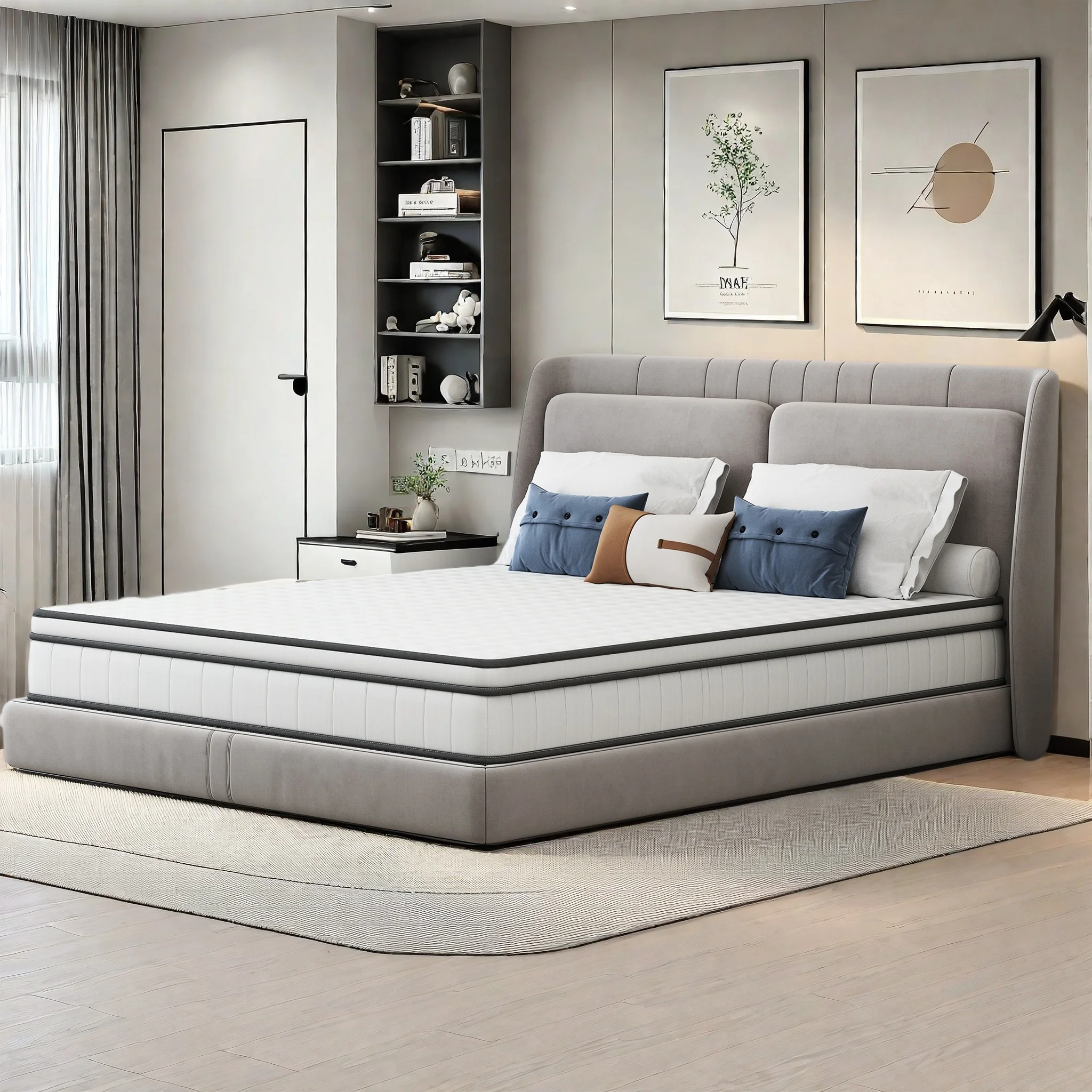 Matelas 140 x 190 cm, Épaisseur 25cm, Matelas Hybride à Ressorts ensachés avec certifié Oeko-Tex, H3 Fermeté Moyenne, 7 Zones, C