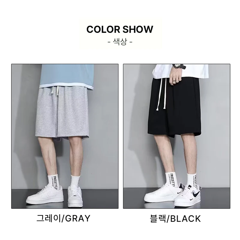 1+1 남성 편안한 착용감 캐주얼 루즈핏 남성용 허리 스트링 밴딩 5부 스포츠 반바지 HP... - 3