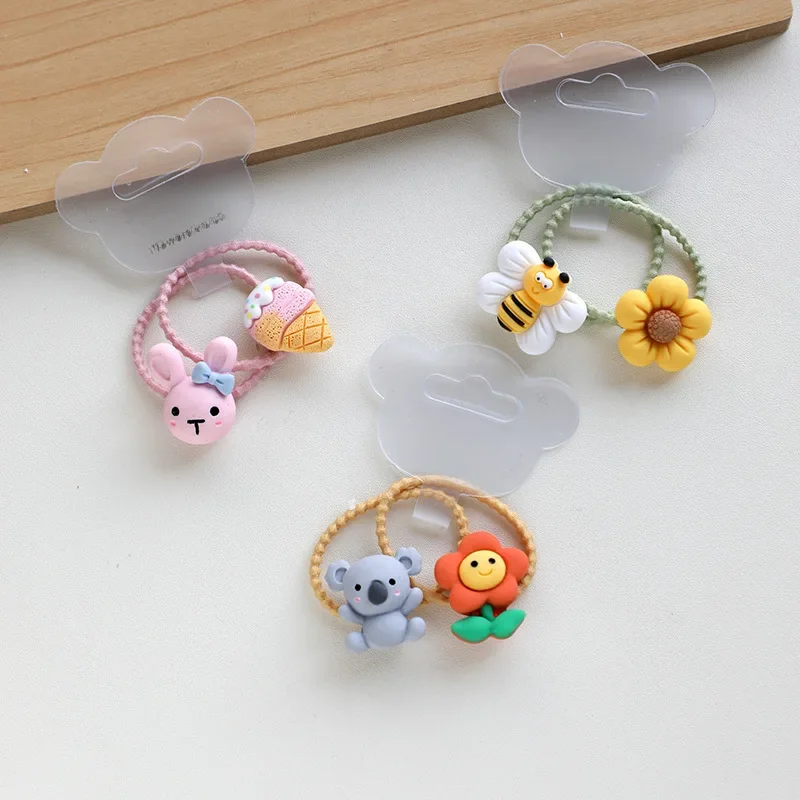 Bandeaux de cheveux élastiques pour enfants, 2 pièces, jolie princesse de dessin animé, tournesol, abeille, accessoires de coiffure pour bébés filles