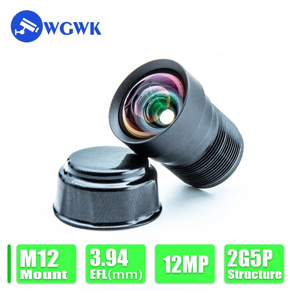 

WGWK-5344 M12 Mount Lens 12MP Security Camera Lens 3.94mm Fixed Focus 2.2 F/NO(Max) 1/2" IMX586 For IP CCTV Cameras