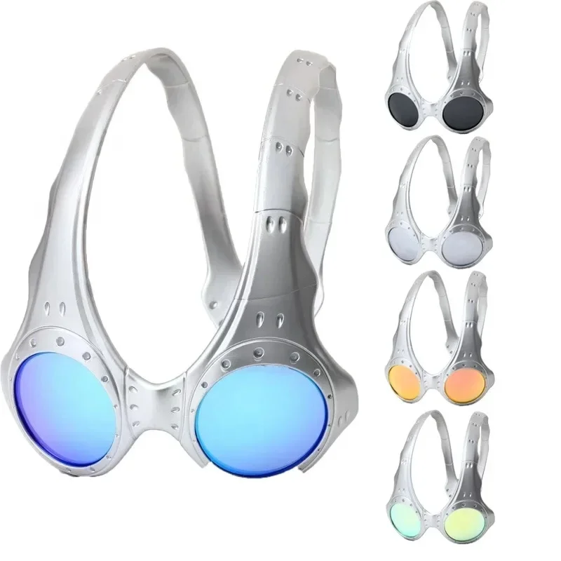 AliExpress NONE New Personalized Outdoor Sports Riding Sunglasses Fashionable Retro Trendy Metal Frame Blue Blocking Glasses Sports Sunglasses