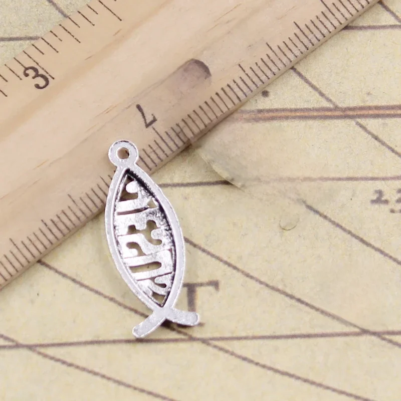 20 sztuk Charms ryby jezus 27x10mm tybetański srebrny kolorowe do DIY biżuteria Retro bransoletka naszyjnik antyczny brąz srebrny kolorowy wisiorek — zdjęcie 2