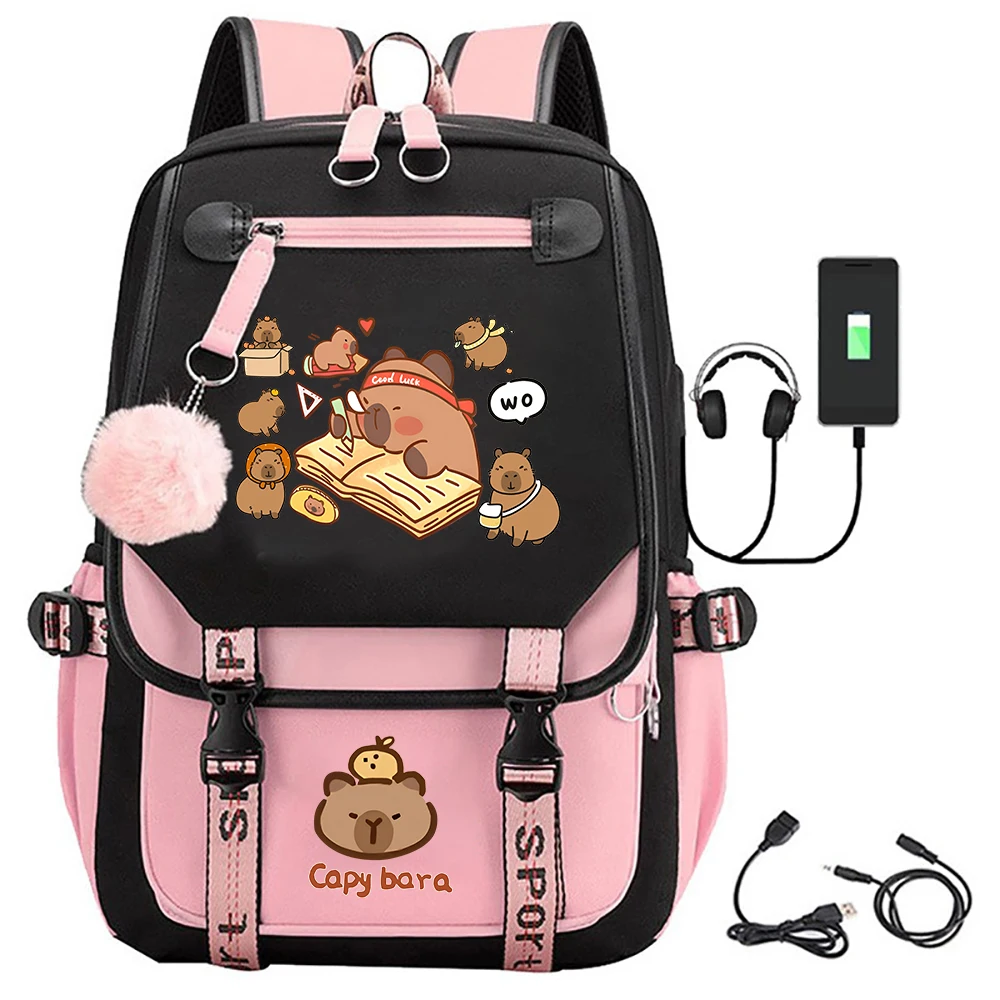 

Cute Capybara Backpacks Mochilas Aestethic Backpacks Canvas Laptop Backpack School Student Kawaii Bag for Teenager
