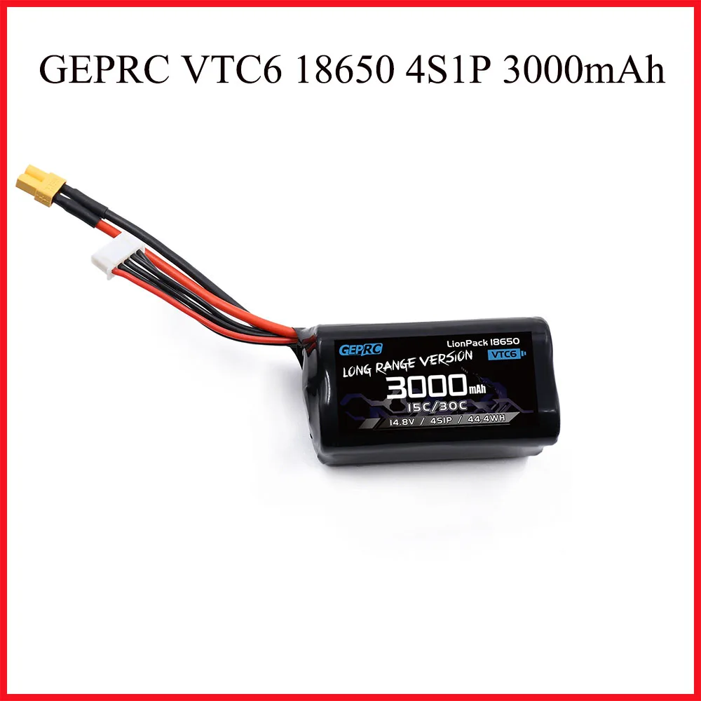 

GEPRC VTC6 18650 4S1P 3000mAh Lipo Battery 1PCS XT30/XT60 for FPV Drone Accessories Application Toy/Boat/Quadcopter