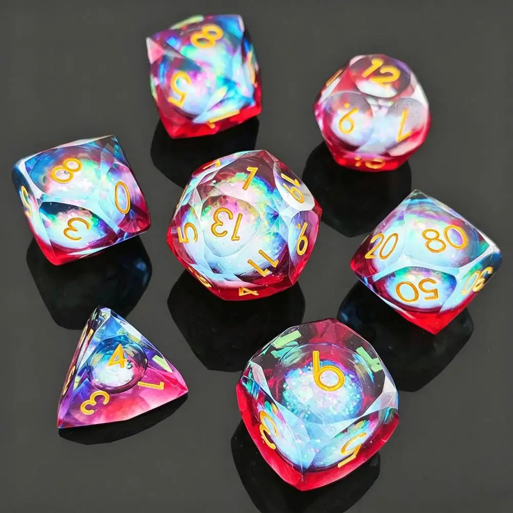

Multi-faceted Liquid Core Dice Set, Resin DND Dice for Dungeons & Dragons COC Tabletop RPG Games Resin Cube Quicksand Dice