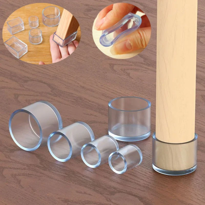16Pcs 16/19/22/25/30mm Chair Leg Cap Rubber Feet-Protector Pads Non-slip Transparent Table Covers Furniture Leveling Feet Decor