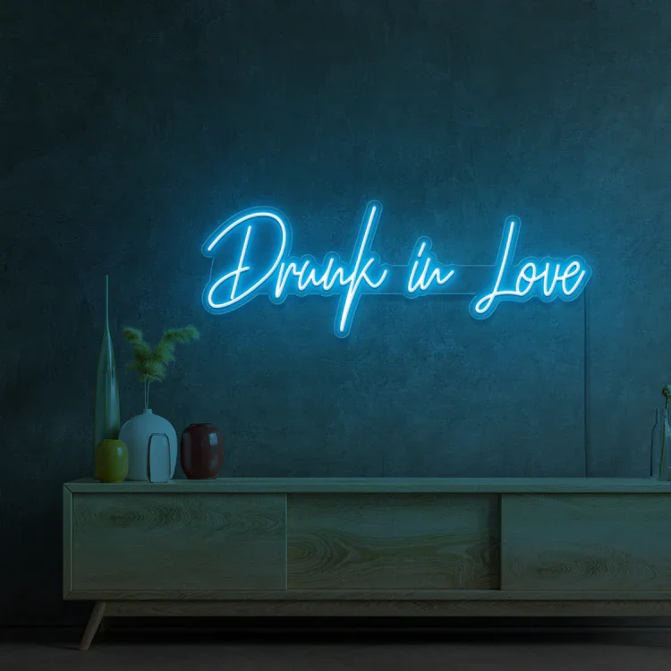 Enseigne au néon personnalisée Drunk In Love, lumière de mariage avec logo, lampes LED de fiançailles, fête de jardin, maison, chambre à coucher, art, décoration murale, cadeau