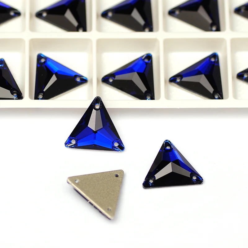 YANRUO 3270 All Sizes Cobalt Triangle Flat Back Strass Glitter Stones Handicraft Sew On Crystals Rhinestones For Clothes