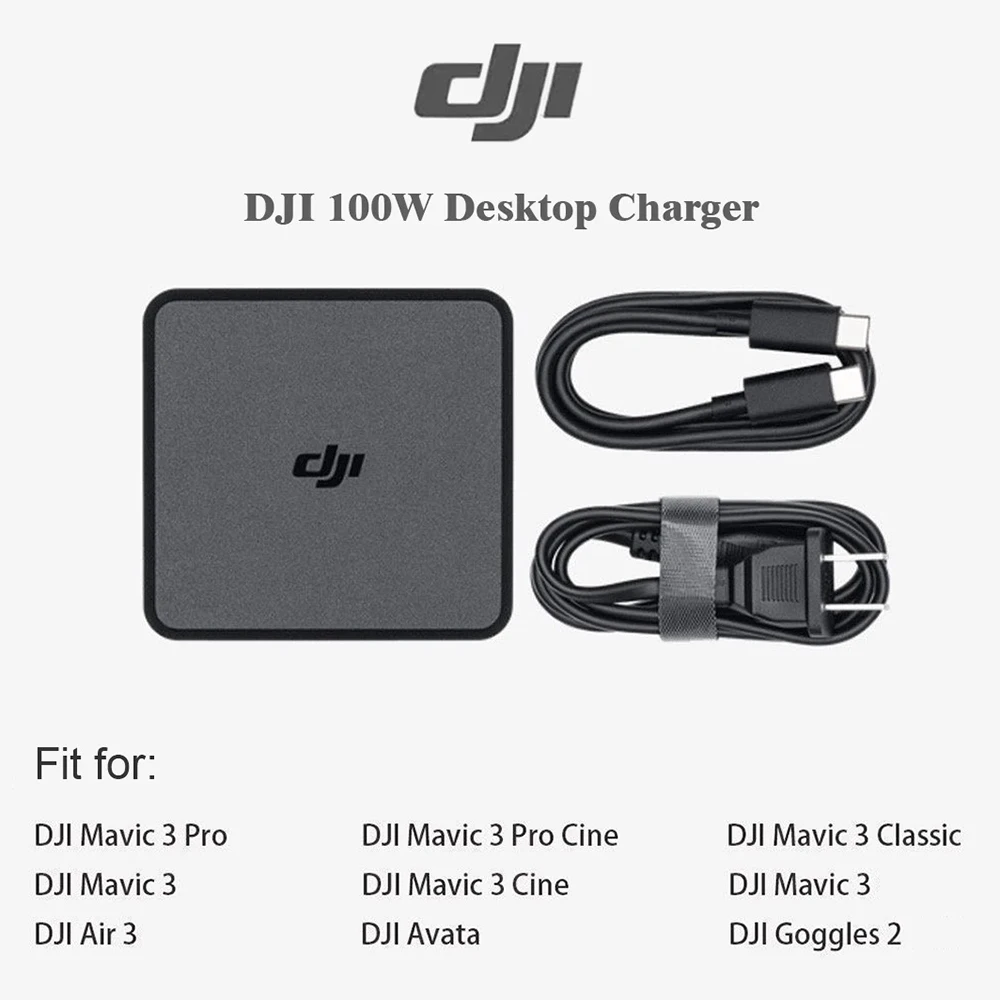 Caricabatterie da tavolo DJI 100W, usato ma in ottime condizioni – doppia porta USB-C per ricarica rapida, compatibile con Mavic 3/Air 3/Avata.