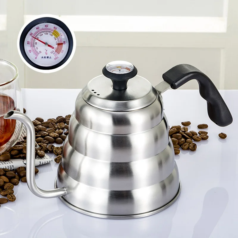 

Coffee Pour Over Kettle 1.2L Stainless Steel Coffee Gooseneck Drip Kettle with Creative Thermometer Suit For Induction Cooker